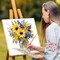 Flower Framed Paint by Numbers Kit for Adults Beginner & Kids Ages 8-12, Flowers Paint by Number Without Easel, DIY Adult Paint by Numbers Sunflower for Home Wall Decor Gift 10x 10 inch